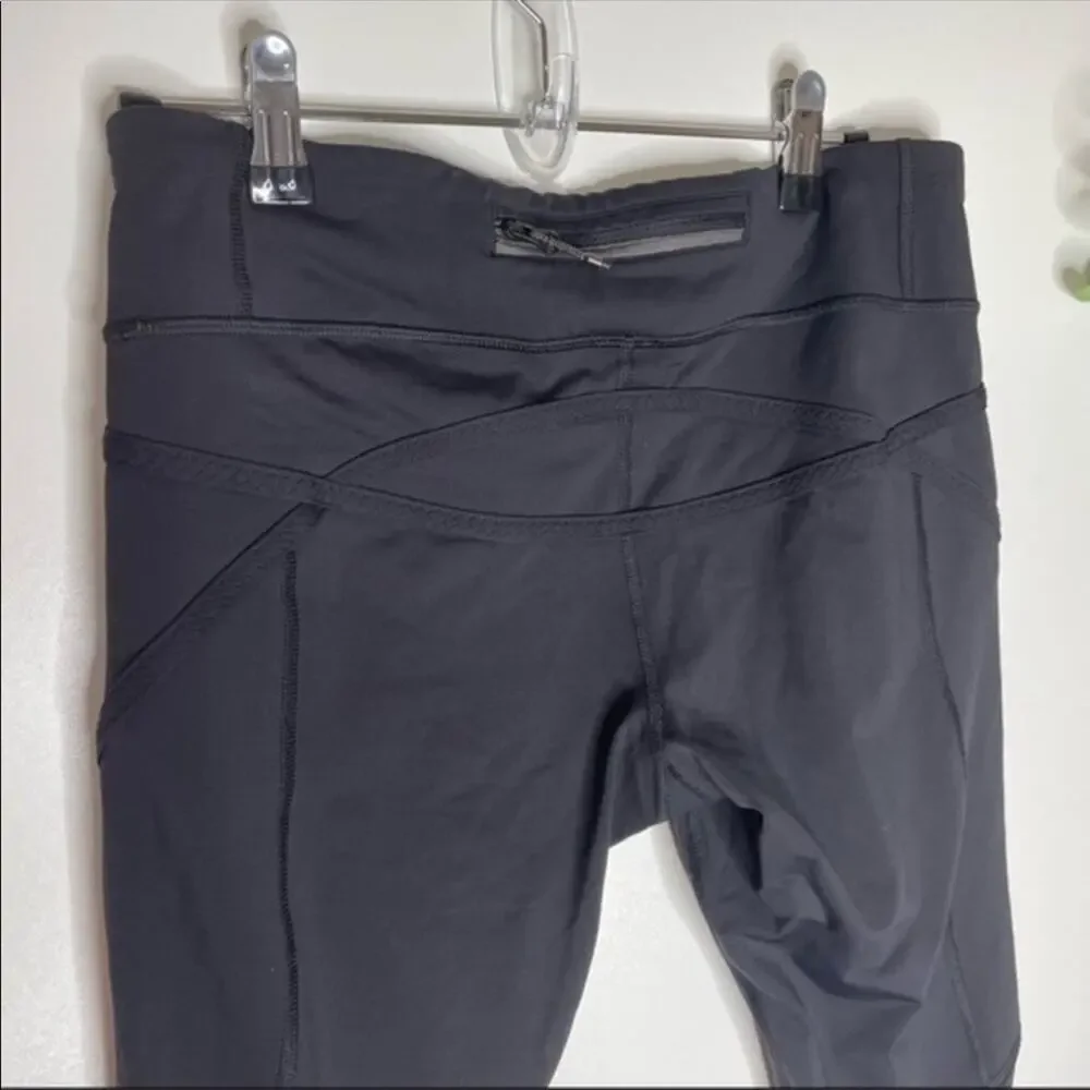 Lululemon Run For Your Life Black Crop Leggings Size 8